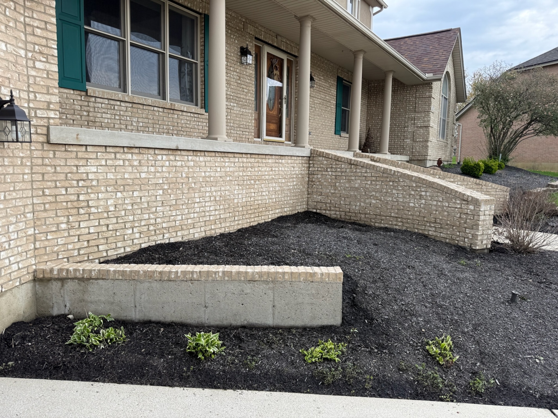 Front porch and brick exterior cleaning detail